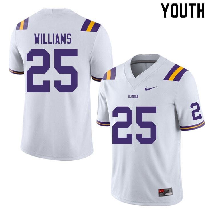 Youth #25 Josh Williams LSU Tigers College Football Jerseys Sale-White